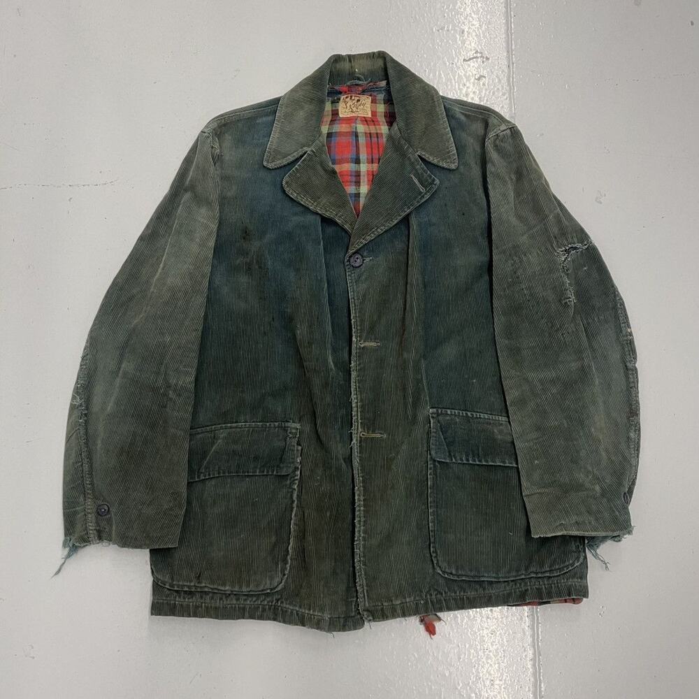 Vintage 50s Rugby Sportswear Green Corduroy Jacket